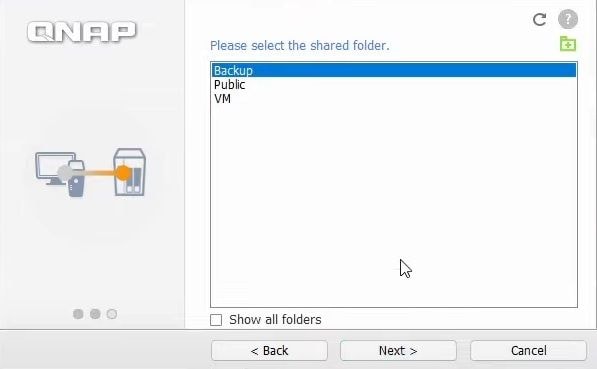 select shared folder in netbak replicator