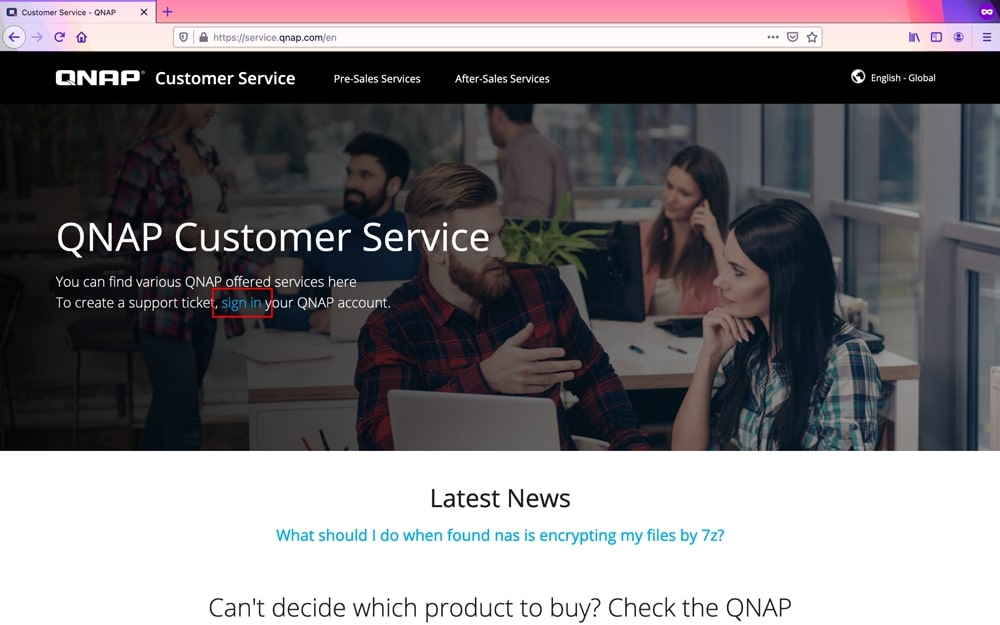 contattare il servizio clienti qnap