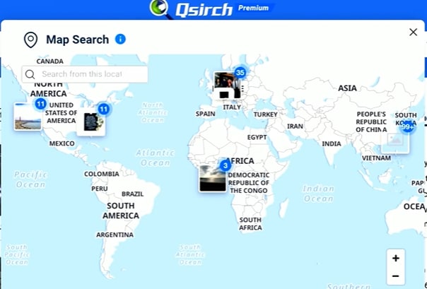 imágenes por búsqueda en el mapa en qsirch