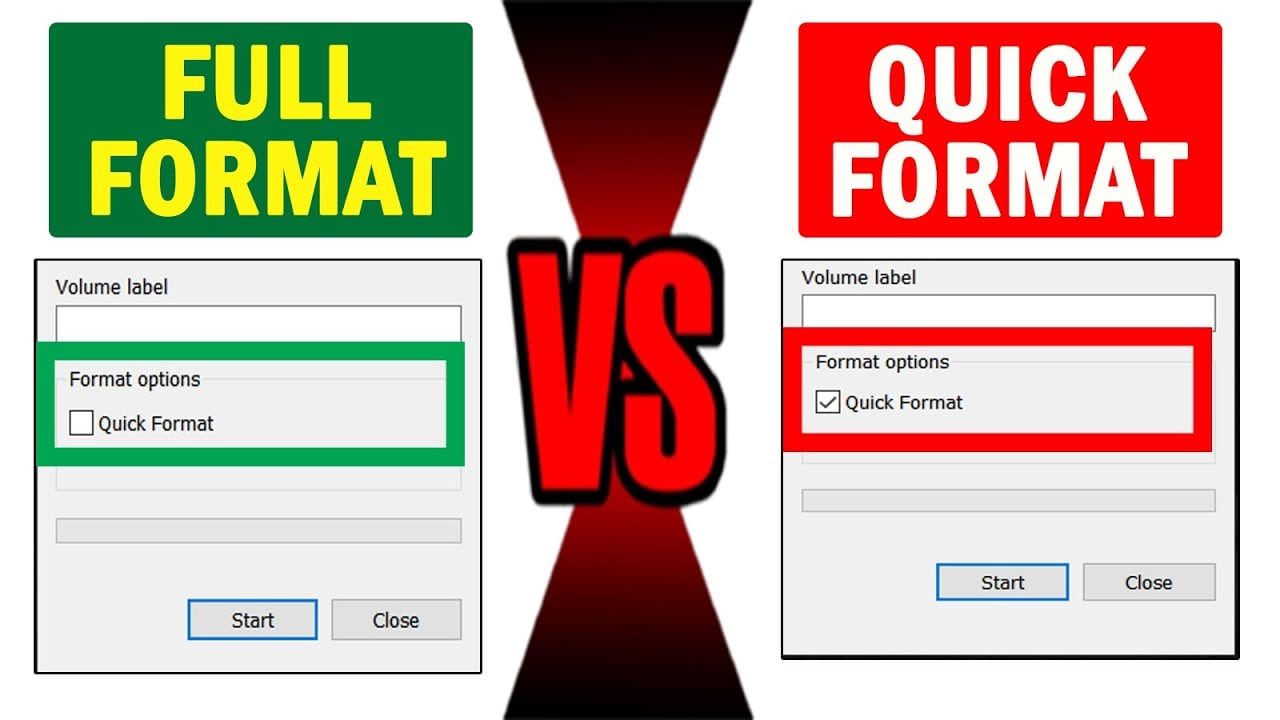 comparison between full format and quick format