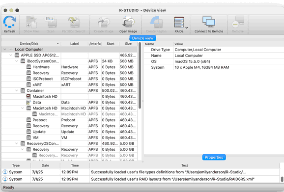 r-studio device view interface on mac
