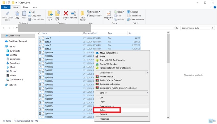 access data and delete