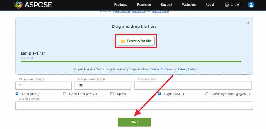 aspose online password recovery tool