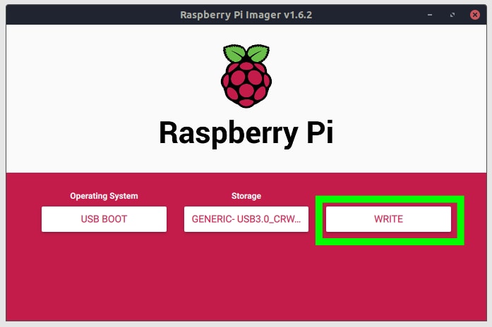 raspberry pi écrire l'image de configuration 