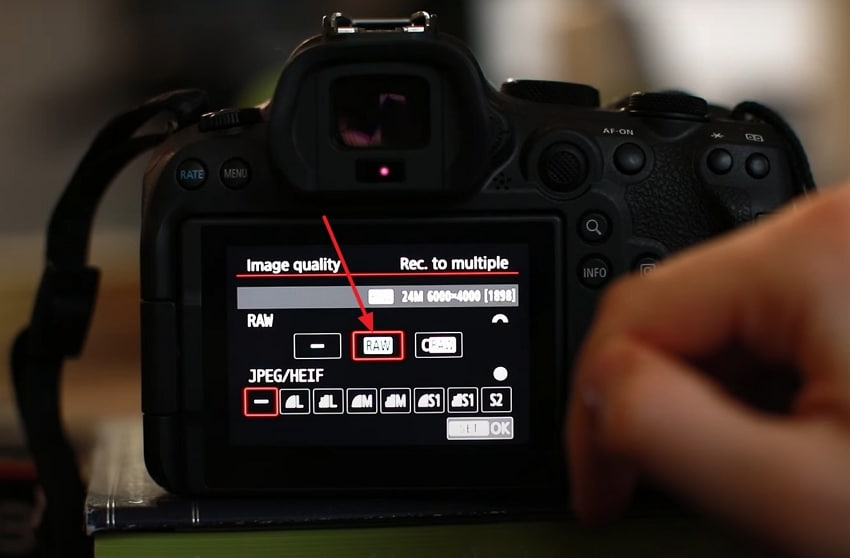 choose raw photo format canon