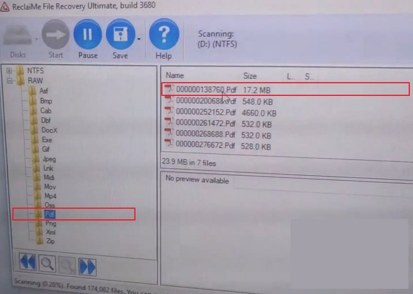 select file initiate raid recovery