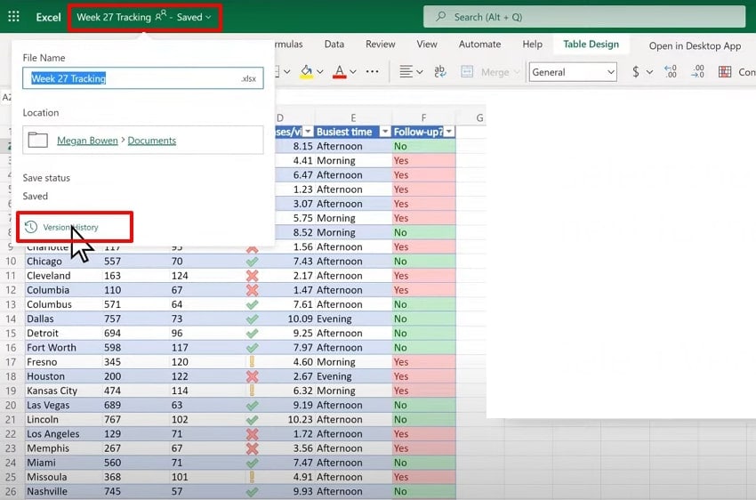 hit the version history option