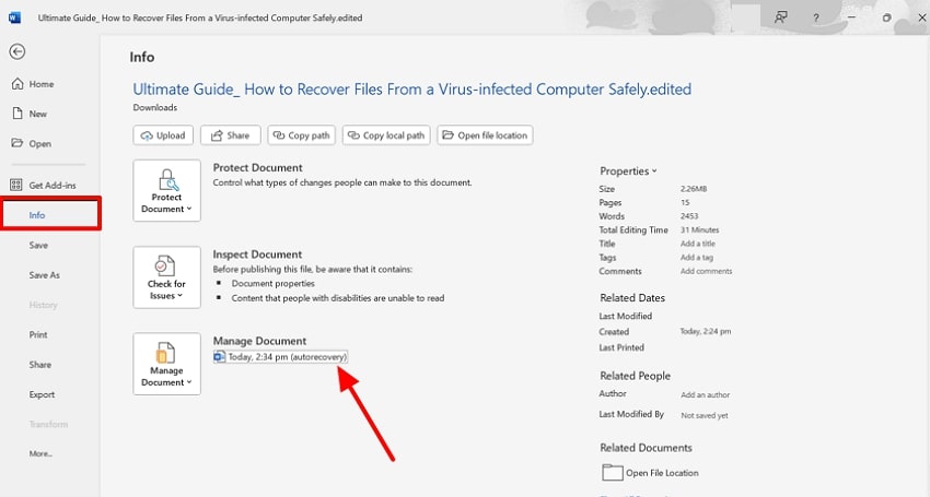 tap on the info option