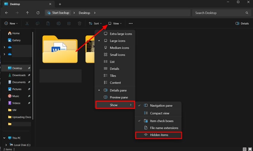 locate hidden files and recover them