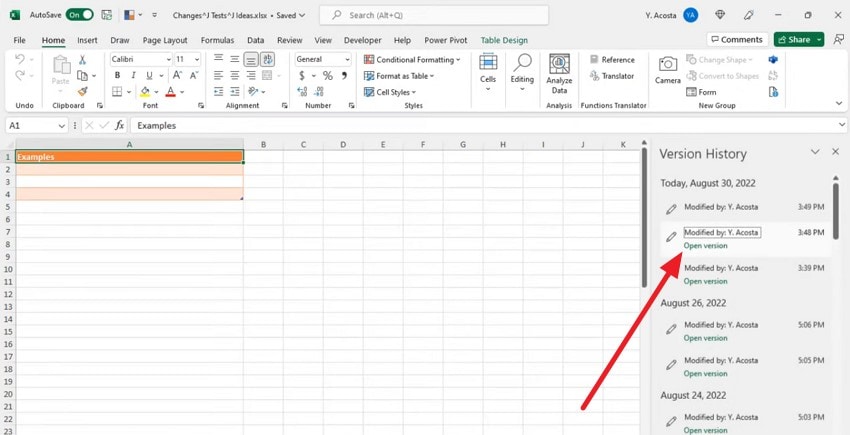access version history