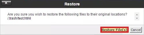 click restore files