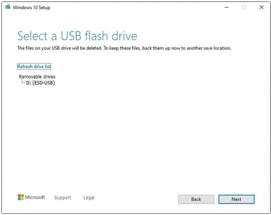 select a usb flash drive
