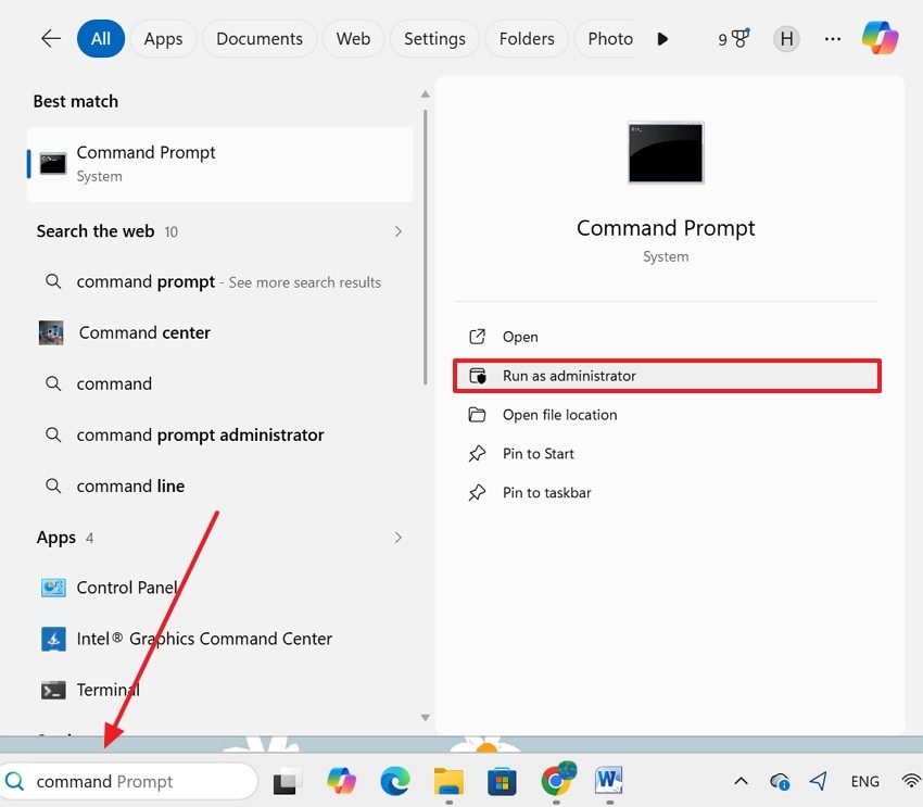 run cmd as administrator