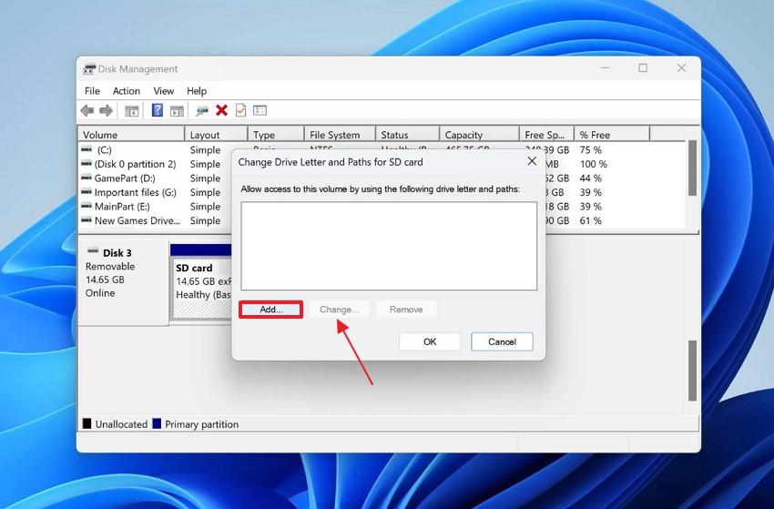 add or change drive letter