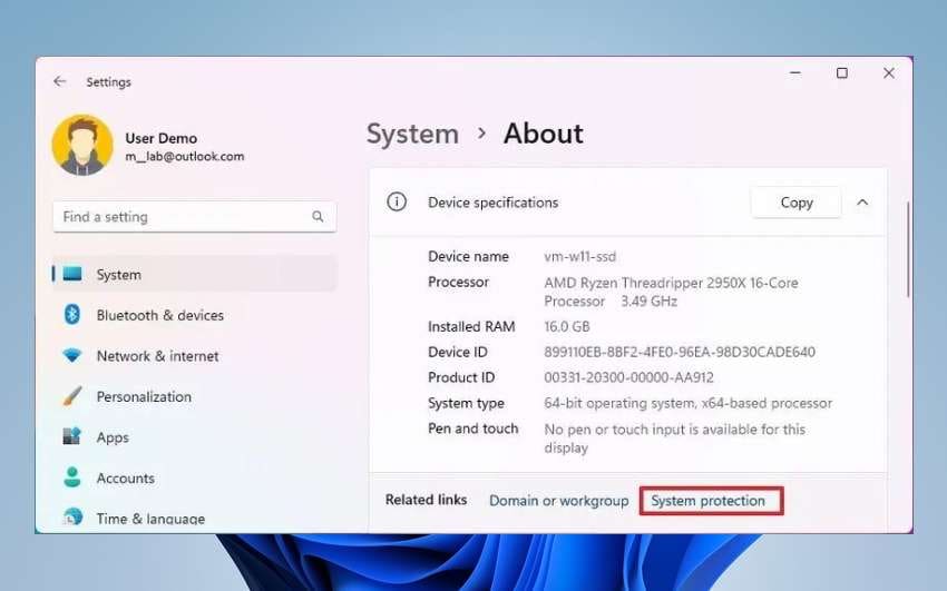 system protection on windows 11
