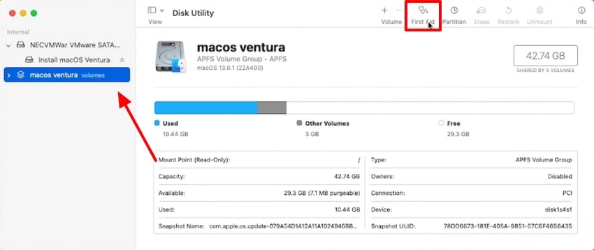 disk utility first aid