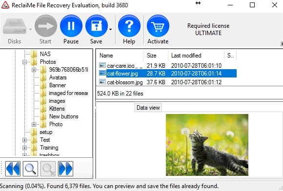 preview files to recover nas drive data