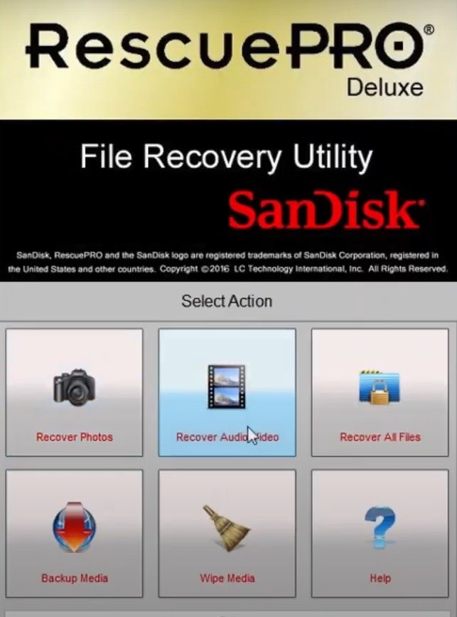 select recovery type in rescuepro deluxe