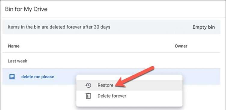 restore from google drive 