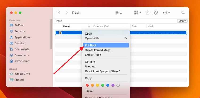 put back deleted photos on mac