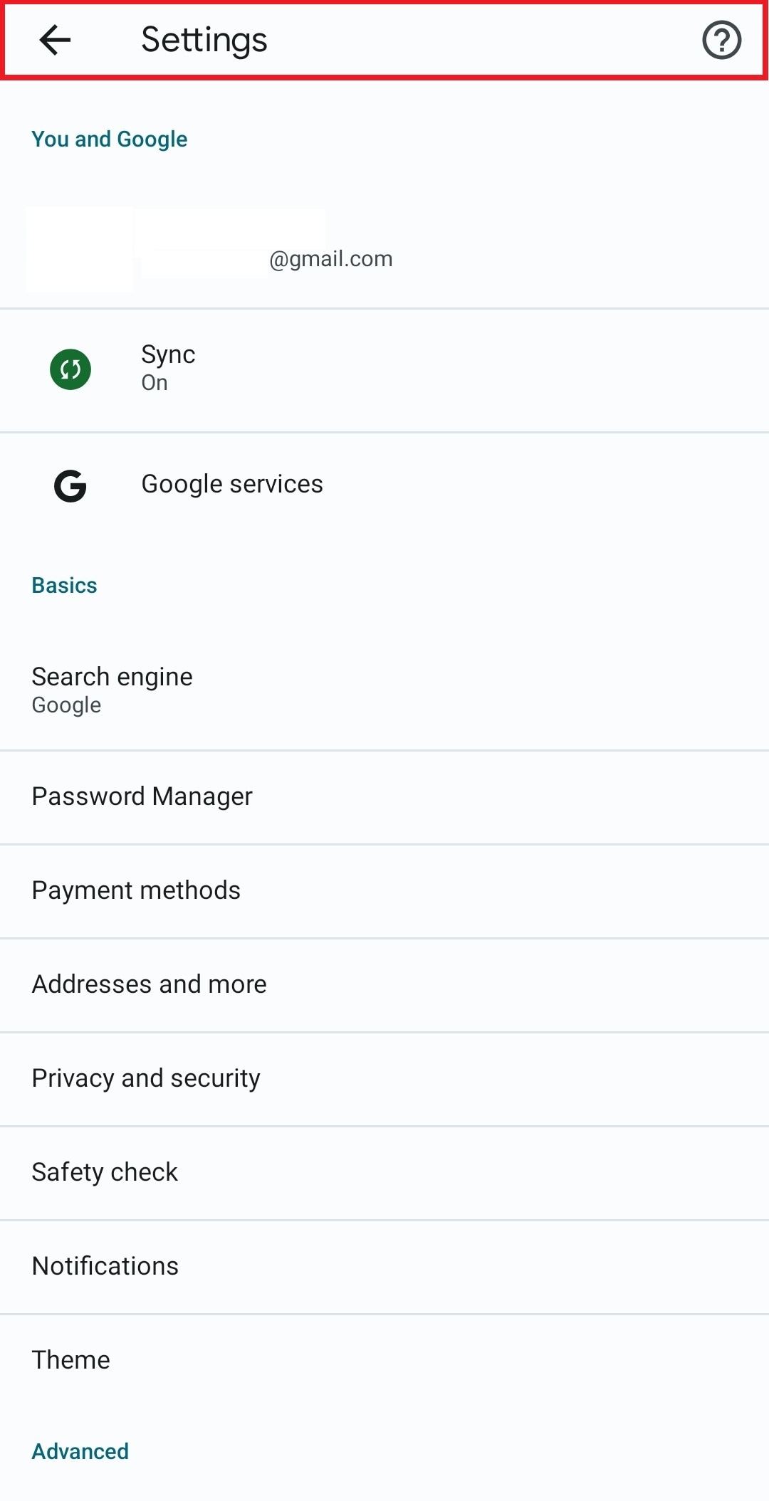 chrome settings