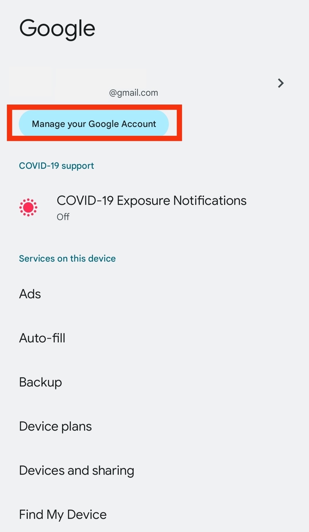 manage your google account