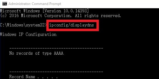 ipconfig /displaydns