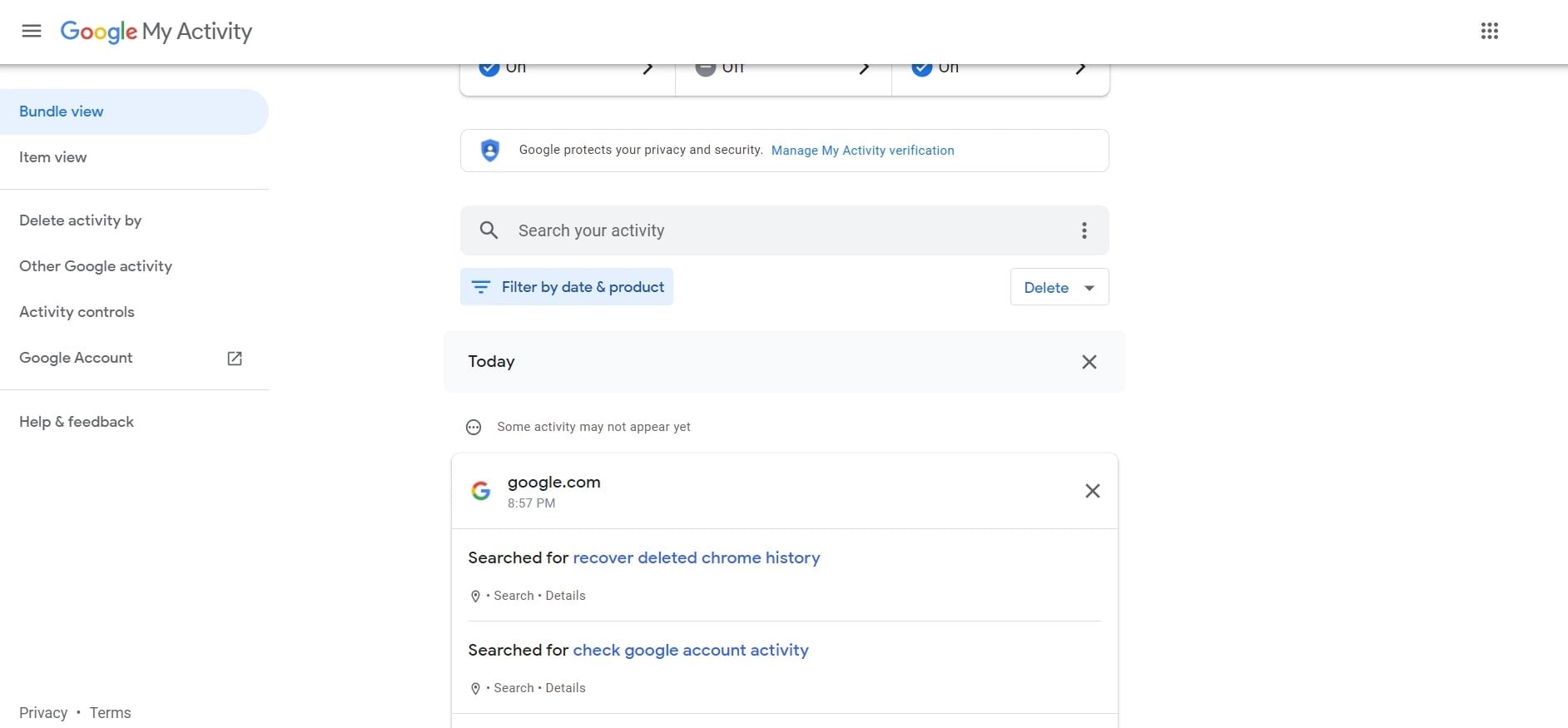 see all google activities