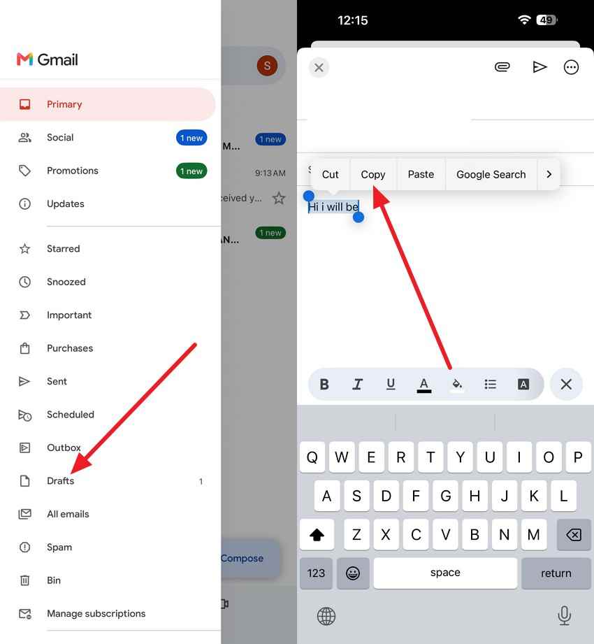 copy the draft text