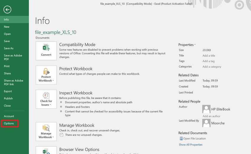 reach advanced excel display settings