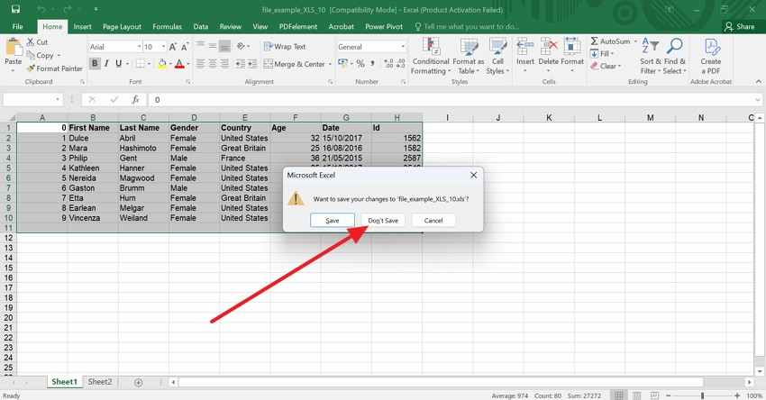 discard changes before saving deletion