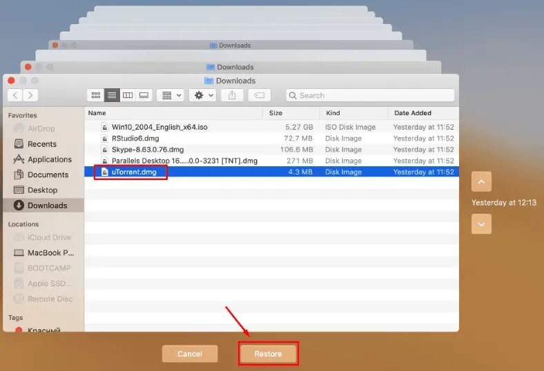 restore missing files after reinstalling mac