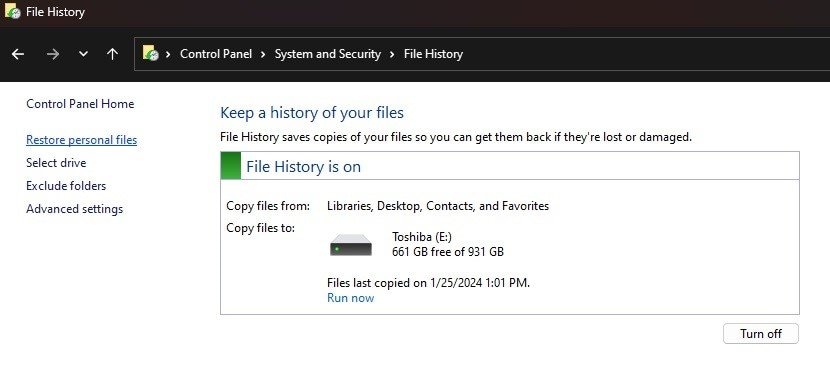 ntfs file recovery from windows file history