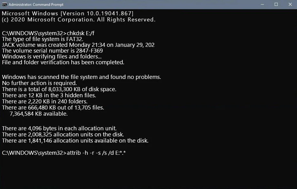 восстановление данных ntfs с помощью chkdsk 