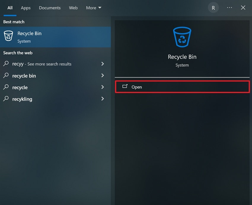 access the recycle bin