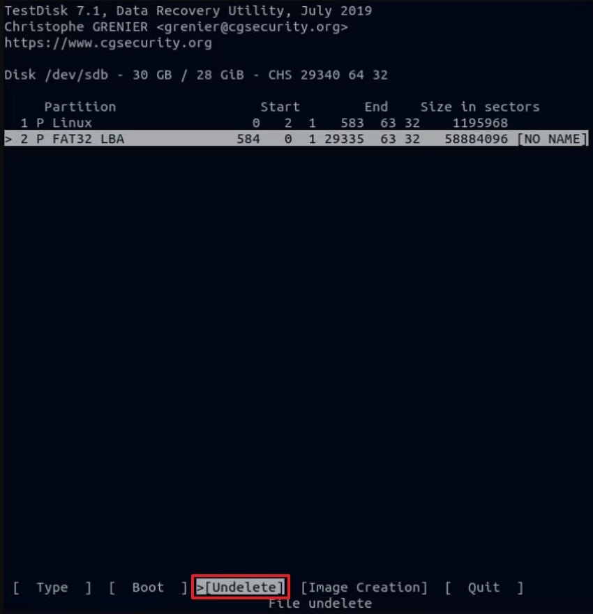 choose undelete option