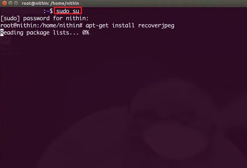 open terminal and type command