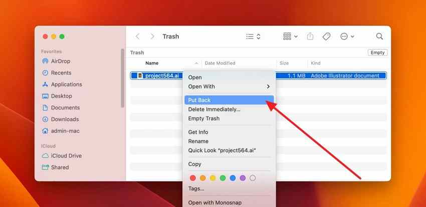 restore deleted files from mac trash