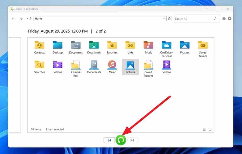 restore files from a windows backup