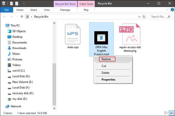 restore files from recycle bin on windows 8