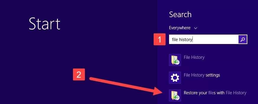 restore your files with file history on windows 8