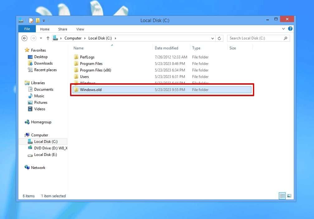 restore files from windows old folder on windows 8