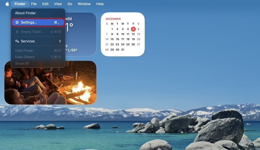 open finder settings