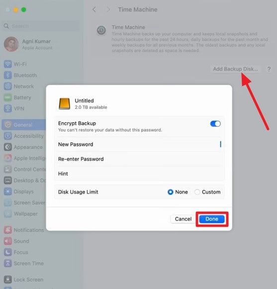 configure settings press done
