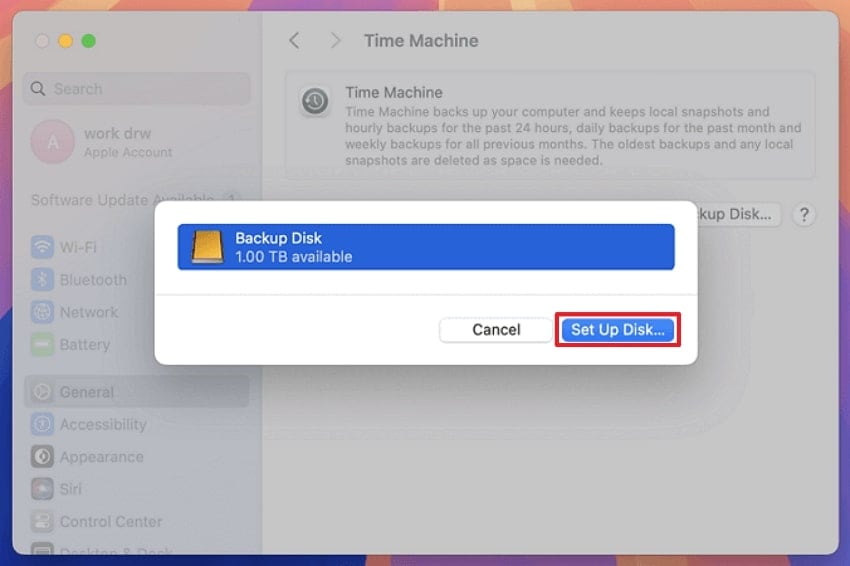 click setup disk