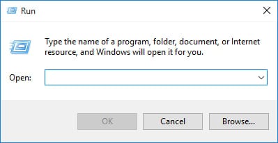 open run dialog box