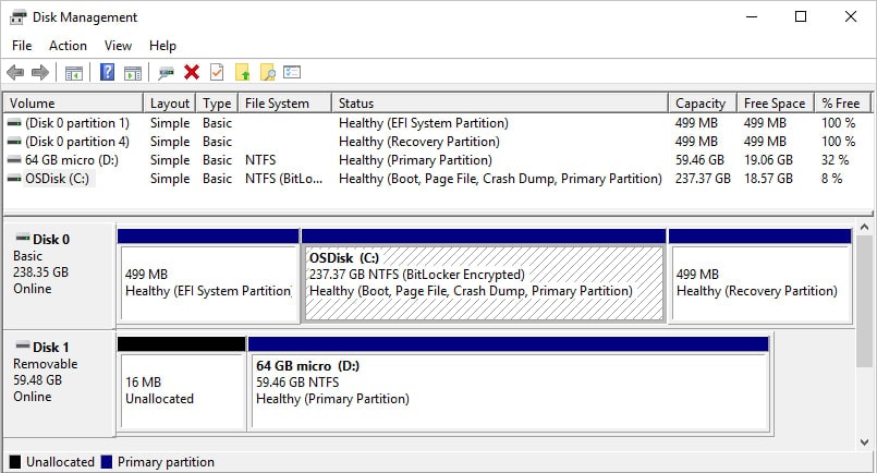 check details in disk management