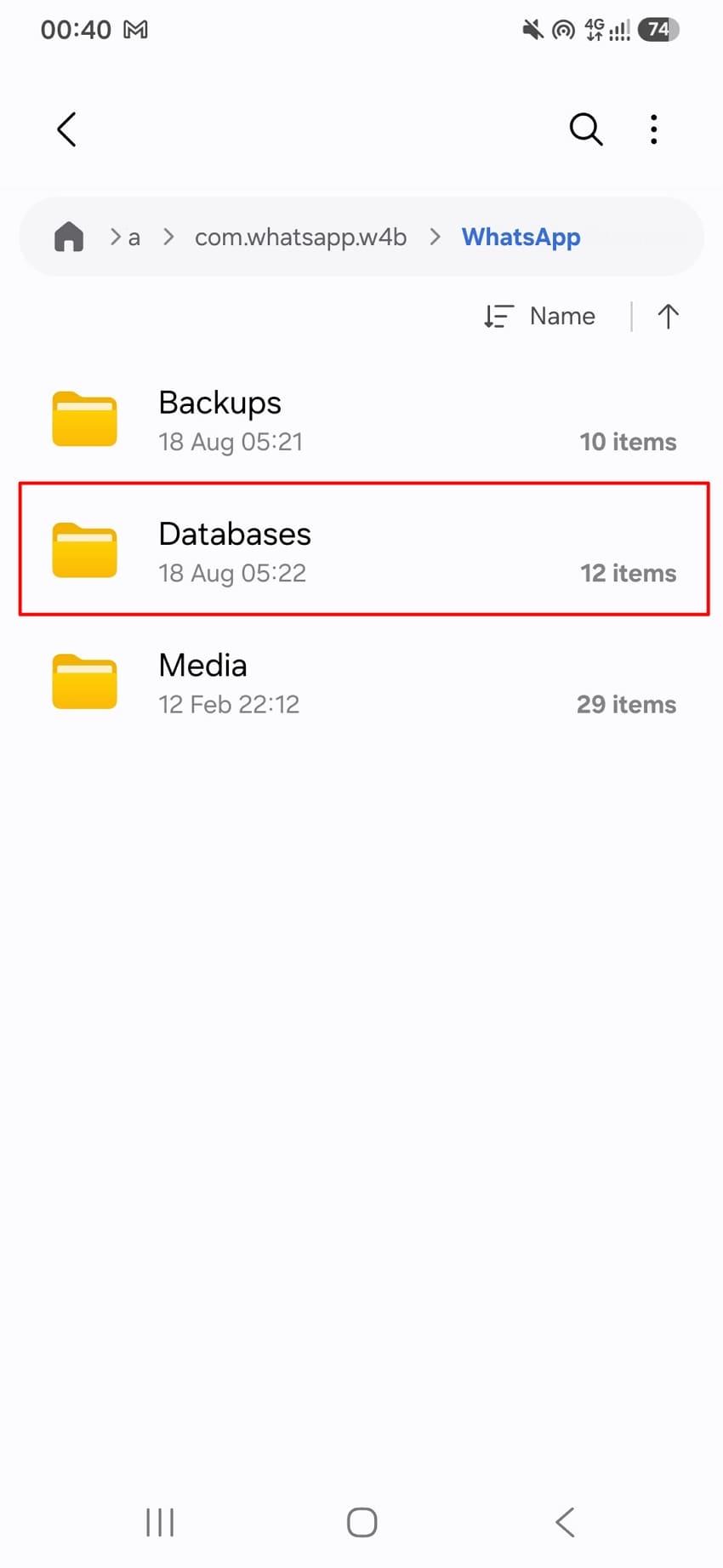 find android whatsapp database folder