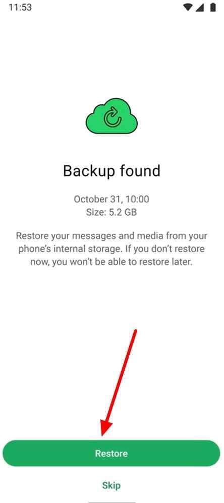 restore local android whatsapp backup