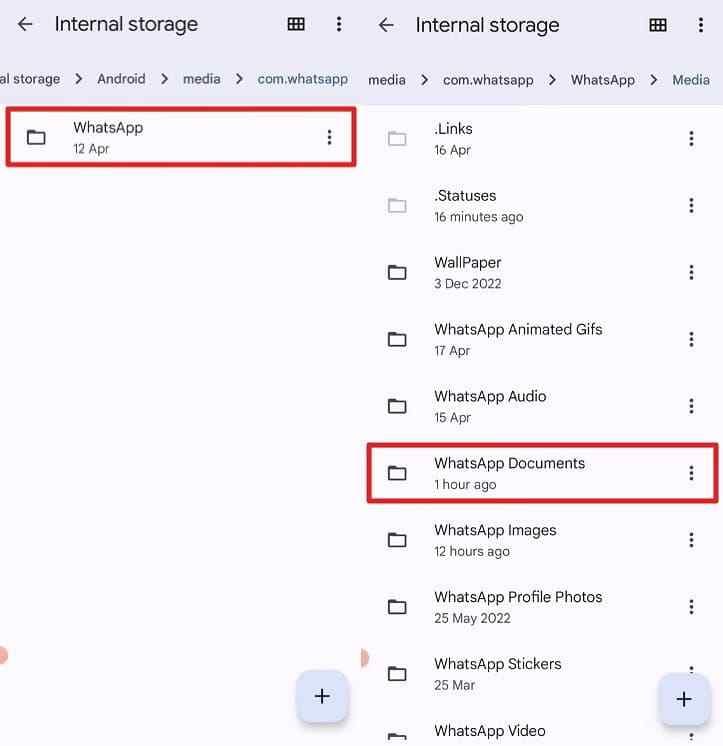 android whatsapp documents folder location